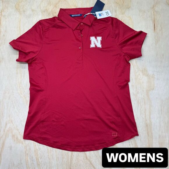 NEW Nebraska Huskers Cutter & Buck WOMENS Prospect Polo Shirt Scarlet LG - Picture 1 of 11